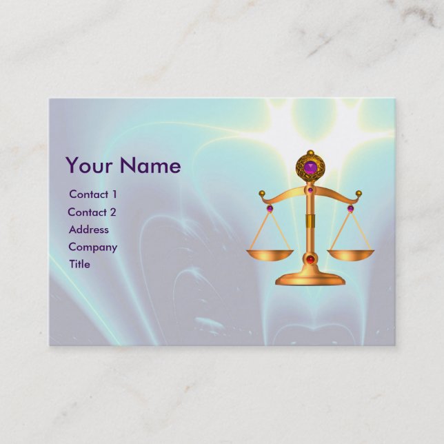CARTÃO DE VISITA DOURADAS ESCALAS JURÍDICAS COM PEDRAS GEM MONOGRAM (Frente)