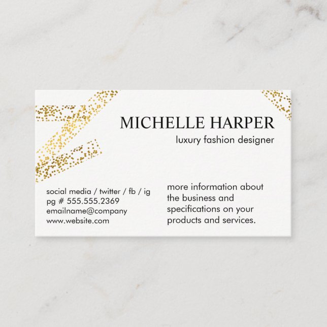 Cartão De Visita Douradas faixas especiais artísticas (Frente)