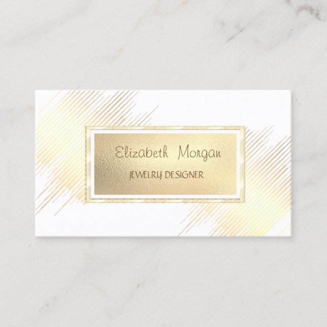 Cartão De Visita Douradas faixas modernas,Designer de Joias de Quad (Frente)