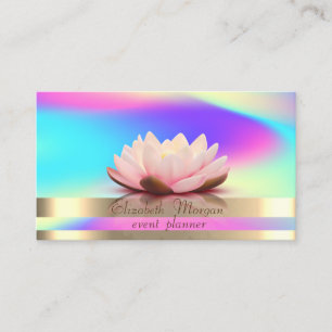 Cartão De Visita Douradas Stripes Ombre Lotus Holográfico Iridesce