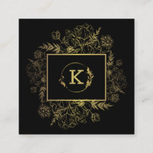 Cartão de visita Dourado Botânico Moderno