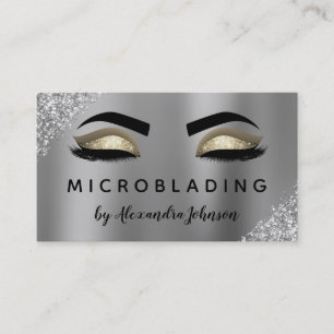 Cartão De Visita Dourado brilho da prata faísca Eyelashes microbexi