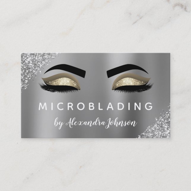 Cartão De Visita Dourado brilho da prata faísca Eyelashes microbexi (Frente)