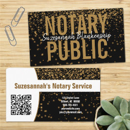 Cartão De Visita Dourado brilho no código QR personalizado preto