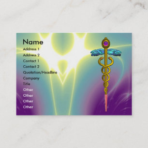 Cartão De Visita DOURADO CADUTO,MÉDICO,SERVIÇO MÉDICO Roxo Verde