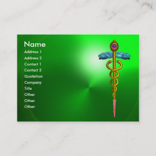 CARTÃO DE VISITA DOURADO CADUTO,MÉDICO,SERVIÇO MÉDICO VERDE