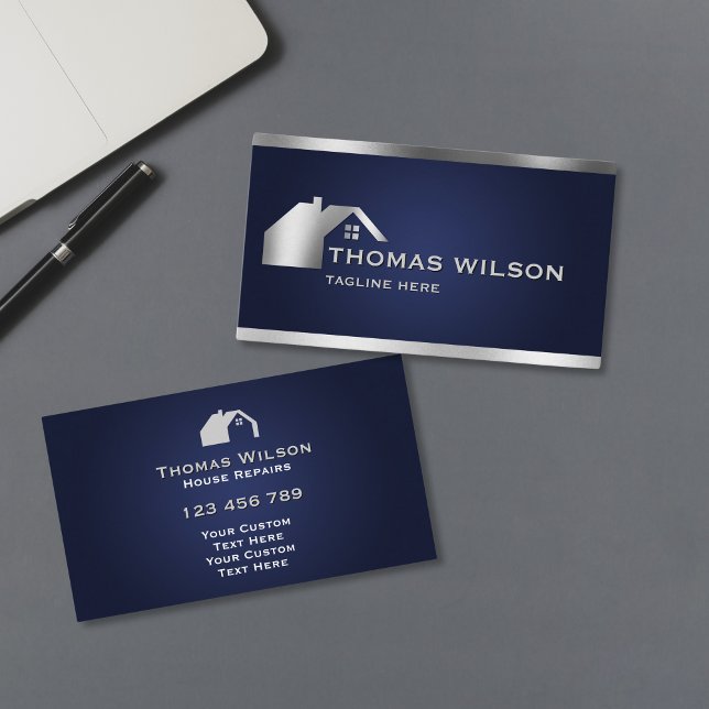 Cartão De Visita Dourado Carpinteiro de Homem de Construção Moderno (Criador carregado)