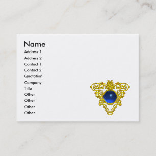 CARTÃO DE VISITA DOURADO CORAÇÃO CELTICA JOELHÃO BLUE SAPPHIRE GEMS