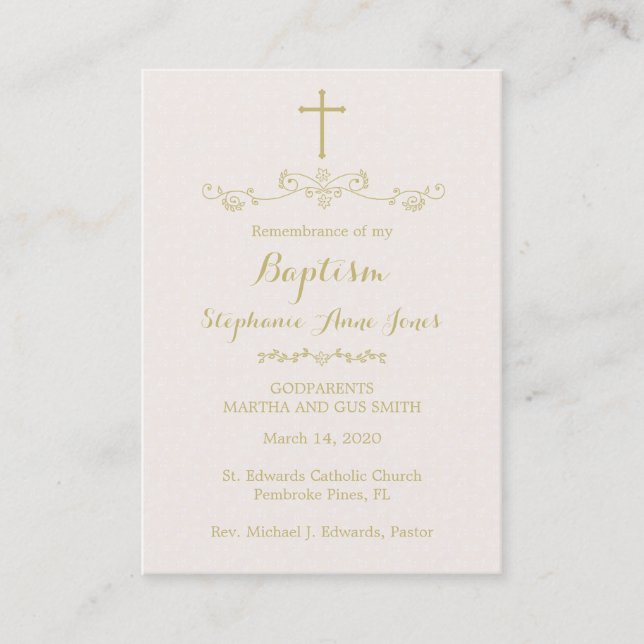 Cartão De Visita Dourado Cruz e Laurels (Frente)