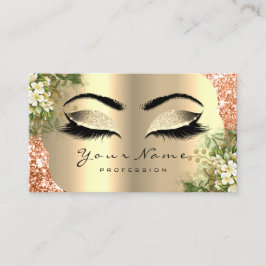 Cartão De Visita Dourado Damask Makeup Artist Lashes Floral Coral P