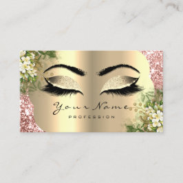 Cartão De Visita Dourado Damask Makeup Artist Lashes Floral Mint Ro