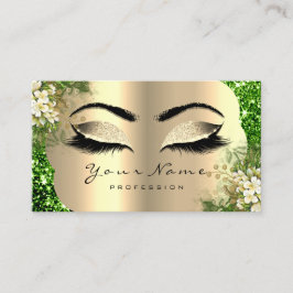 Cartão De Visita Dourado Damask Makeup Artist Lashes Floral Mint Sp