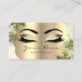 Cartão De Visita Dourado Damask Makeup Artista Lashes Floral Mint W