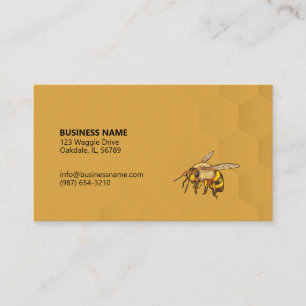 Cartão De Visita Dourado de Honeycomb Moderno e Bee Satin