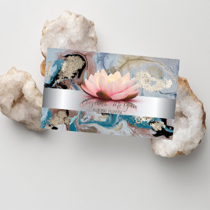 Cartão De Visita Dourado de Lotus Marble Elegante Moderno Strike Pr
