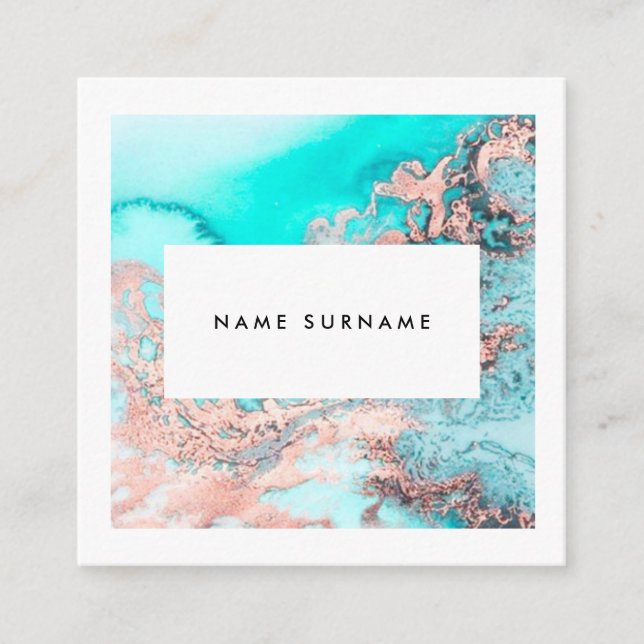 Cartão de visita Dourado de mármore do quadrado da (Frente)