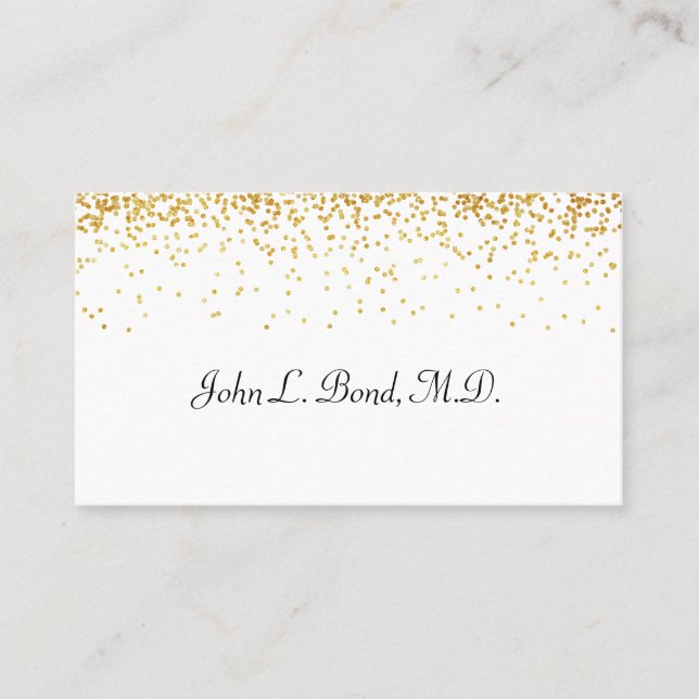 Cartão de visita Dourado e branco dos confetes (Frente)