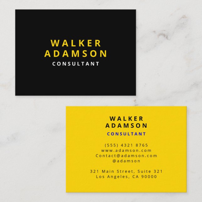 Cartão De Visita Dourado e negro de luxo simples profissional (Frente/Verso)