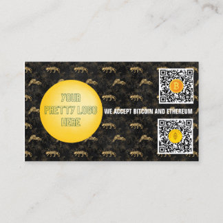 Cartão De Visita dourado e pinheiro negro aceitamos bitmoney modern