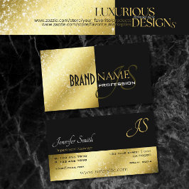 Cartão De Visita Dourado e preto com estrelas de brilho Monograma B