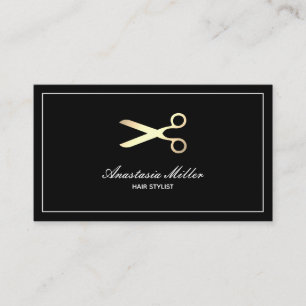 Cartão De Visita Dourado E Preto, De Cabelo Cinto E Clássico