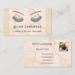 Cartão De Visita Dourado e Silver Glitter Eyelashes e Foto