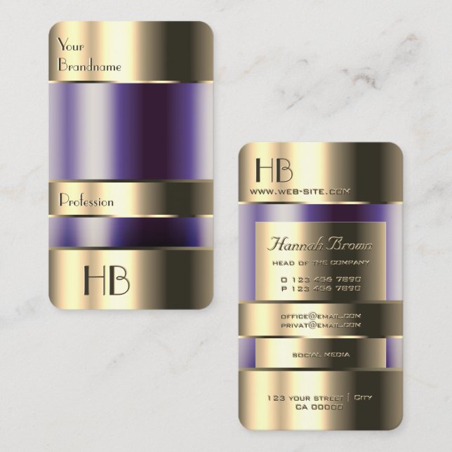 Cartão De Visita Dourado e vidro Podem Purgar Líquidos Monograma Qu (Frente/Verso)