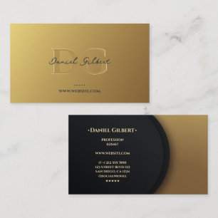 Cartão De Visita Dourado Elegante de Monograma Moderno