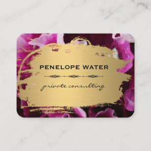 Cartão De Visita Dourado, escovado e floral