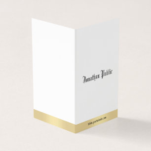 Cartão De Visita Dourado Estilo Elegante Branco Antigo Script de Ca