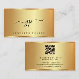 Cartão De Visita Dourado Glamor de Script de Mão de Texto Personali