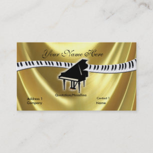 Cartão de visita Dourado grande do piano e do