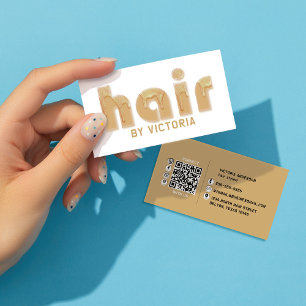 Cartão De Visita Dourado Hair Glitter Drives Typografia Stylist Sal