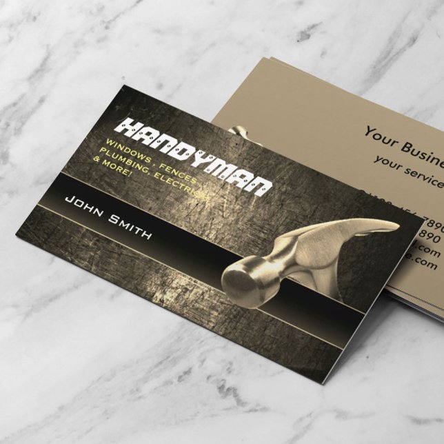 Cartão De Visita Dourado Hammer, profissional de reparação do Handy (Criador carregado)