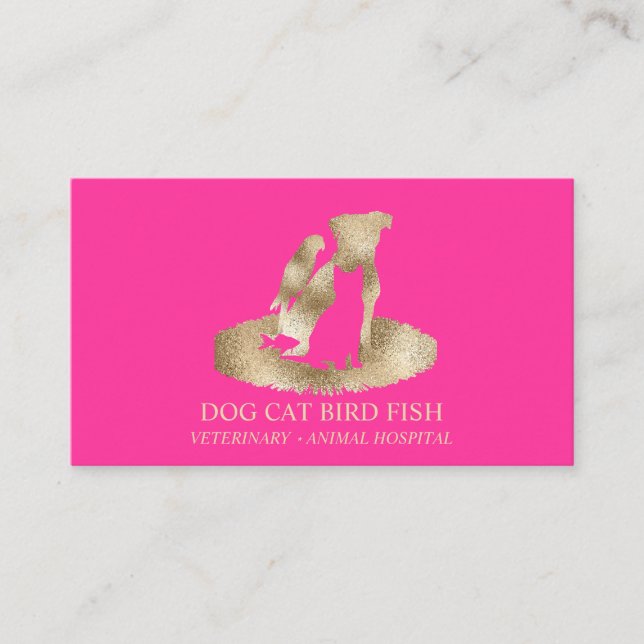 Cartão De Visita Dourado Hospital Veterinário Veterinário Animal Pe (Frente)