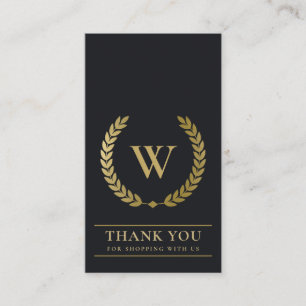 CARTÃO DE VISITA DOURADO LAUREL WREATH NEGÓCIO DE LOGOTIPO INICIAL