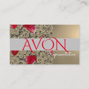Cartão De Visita Dourado local e Rosas personalizados Avon