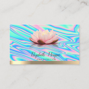 Cartão De Visita Dourado Lotus Flower Yoga Instructor Holographic