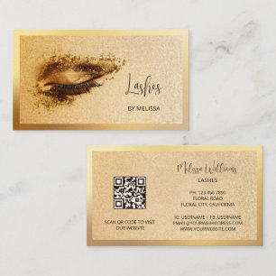 Cartão De Visita Dourado maquiagem das luzes