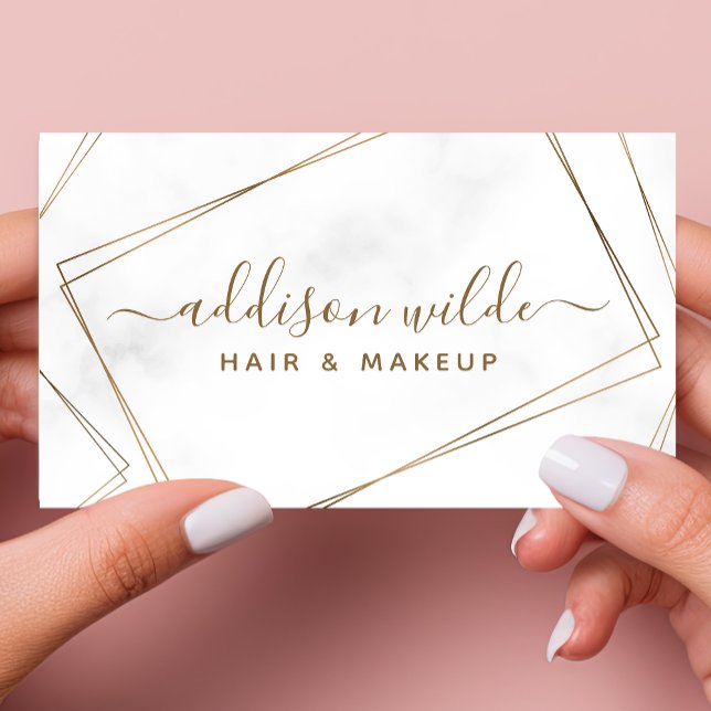 Cartão De Visita Dourado Marble Abstrato Simples Moderno Geométrico (Criador carregado)