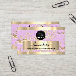 Cartão De Visita Dourado Marble Consulting Glitter Pastel Rosa