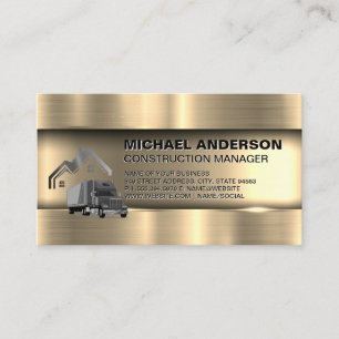 Cartão De Visita Dourado metálico Caminhão de construção e lar