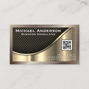 Cartão De Visita Dourado metálico Código QR