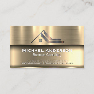 Cartão De Visita Dourado metálico   Logotipo Imobiliário Metálic