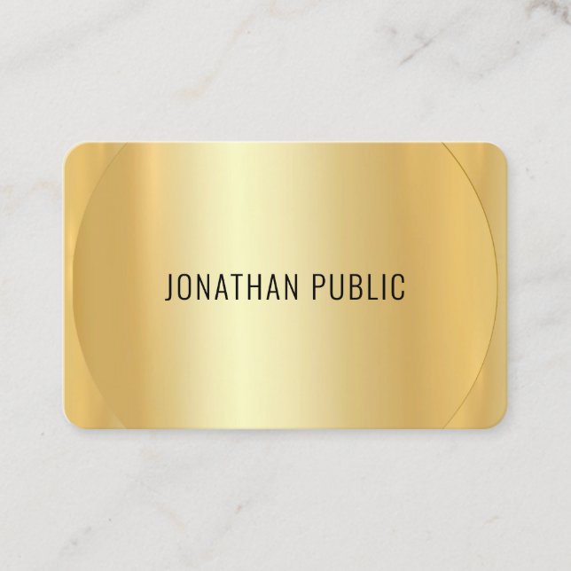 Cartão De Visita Dourado Modelo de luxo personalizado moderno elega (Frente)