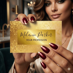 cartão de visita dourado moderno e chic com brilho