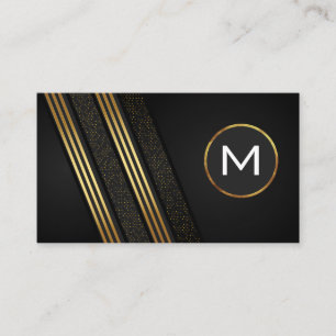 Cartão De Visita Dourado negro luxo riscado com padrão