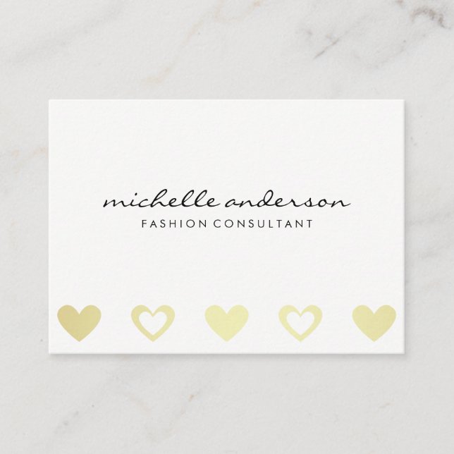 Cartão De Visita Dourado padrão cardíaco | Cinzas brancas (Frente)