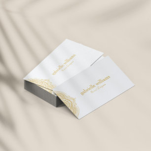 Cartão De Visita Dourado Paisley Mandala Branco