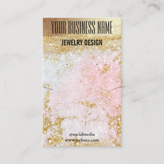 Cartão De Visita Dourado Pastel DIY Necklace Earration Holter (Frente)